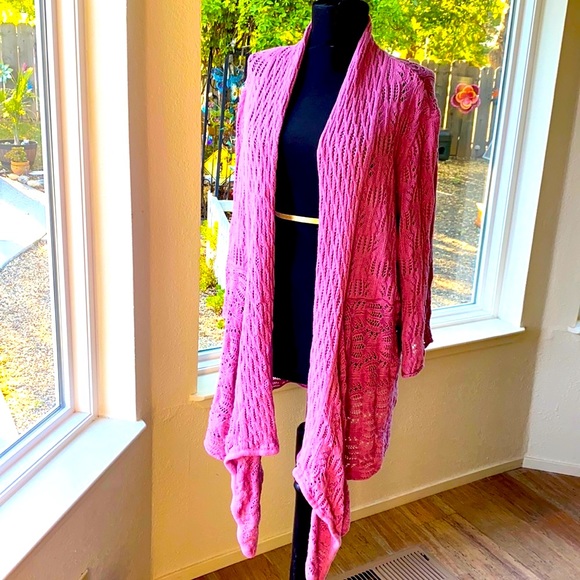 women withen Sweaters - 💕 Crochet pink lace cardigan💕